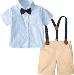mintgreen Baby Anzug Junge Hochzeit, Taufanzug Kurzarm Sommer Kleidungsset, Blau Khaki, 12–18 Monate, 80 von mintgreen