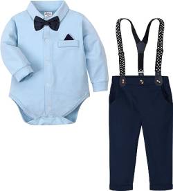 mintgreen Baby Junge Anzug Strampler Outfit Bodysuit Gentleman Hochzeit Shirt Set, Blau, 3-6 Monate, 60 von mintgreen