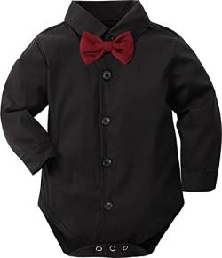 mintgreen Baby Junge Hemden Hochzeit Bodys Kleinkind Gentleman Krawatte Shirt, Schwarz, 12-18 Monate, 90 von mintgreen
