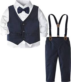 mintgreen Baby Junge Kleidung Formal Hochzeit Anzug Gentleman Weste Outfit Taufe Hosenträger Fliege Satz, Marine, 18-24 Monate, 90 von mintgreen