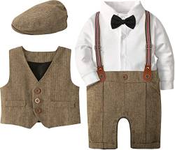 mintgreen Baby Junge Kleidung Set Party Passen mit Retro Hut, Braun, 3-6 Monate, 60 von mintgreen