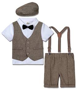mintgreen Baby Jungen 4 Stück Gentelman Anzug Outfits für Neugeborenen Kinder, Braun, 1-2 Jahre, 90 von mintgreen