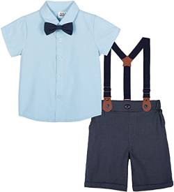 mintgreen Baby Jungen Anzüge, Kinder Solide Hemd Hose Zeremonie Outfit Sommer Geburtstag Kleider mit Straps, Blau, 3-4 Jahre von mintgreen
