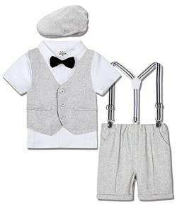 mintgreen Baby Jungen Overall Outfit Set mit Flat Cap für Kleinkinder, Grau, 1-2 Jahre, 90 von mintgreen