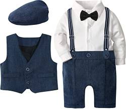 mintgreen Baby Jungs Lange Ärmel Outfit Anzug Set Mit Retro Hut, Königsblau, 6-9 Monate, 70 von mintgreen