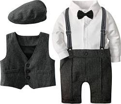 mintgreen Neugeborene Herbst Overall Gentleman Anzug Set, Dunkelgrau, 9-12 Monate, 80 von mintgreen