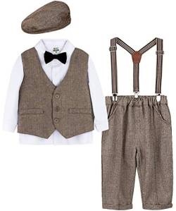 mintgreen Säugling Junge Anzug Set mit Baskenmützen Hut, Braun, 2-3 Jahre von mintgreen