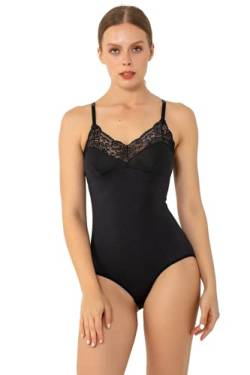 miorre 100% Baumwolle Modal Bodysuit Ärmellos Tulle Spitze Body (Schwarz, L-XL) von miorre