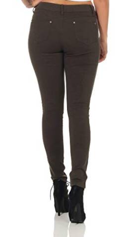 Treggings Jeggings Hüfthose Stretch Slimfit mit Taschen Hose Gr. XS S M L XL, Khaki XL von miss anna