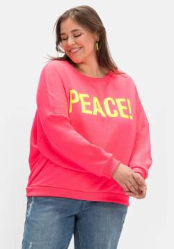 Große Größen: Sweatshirt mit Neon-Frontprint, reine Baumwolle, pink, Gr.40 von miss goodlife