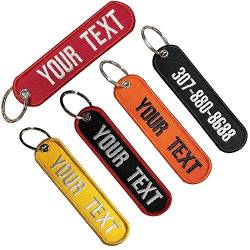 misscase Benutzerdefinierte Schlüsselanhänger, personalisierte Schlüsselanhänger Stickerei Ihr Text Name Nummer Schlüsselring für Autos Zubehör, Roller, ATV (Oval-YJ) von misscase