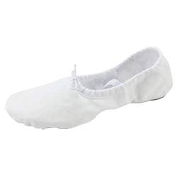 Ballettschuhe Damen Canvas Tanzschuhe Gymnastik Schuhe Geteilte Ledersohle Ballettschläppchen(35, Weiß) von missfiona
