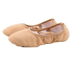 Ballettschuhe Damen Canvas Tanzschuhe Gymnastik Schuhe Geteilte Ledersohle Ballettschläppchen(39, Bräun Band) von missfiona