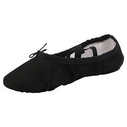 Ballettschuhe Damen Canvas Tanzschuhe Gymnastik Schuhe Geteilte Ledersohle Ballettschläppchen(44, Schwarz) von missfiona