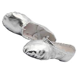 Damen Lackleder Ballettschuhe Tanzschuhe Gymnastik Geteilte Ledersohle Ballettschläppchen(38, Silber)… von missfiona