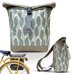 mitienda mit Liebe gemacht Fahrradtasche & Rucksack 2in1 Retro Banana, aus Wachstuch, Bananenblätter, Fahrradzubehör von mitienda mit Liebe gemacht