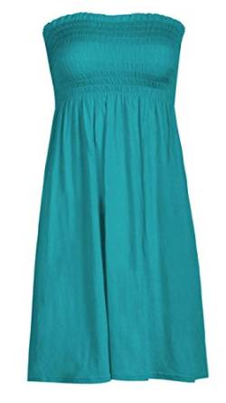 mix_lot Neue Frauen-Scher Boobtube Bandeau-trägerlose/ärmelloses Top Klar Damen sexy Sommer-Strand-Kleid Oben klein mittel Plus Size Freizeitkleidung Größe 36-50 (L/XL 44-46, Teal) von mix_lot