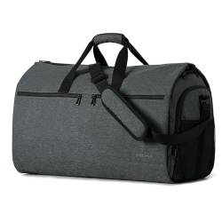 mixi Umwandelbarer Kleidersack mit Schultergurt, große Handgepäcktasche für Damen und Herren, 2-in-1, zum Aufhängen, Koffer, Anzug, Reisetasche, mit Schuhbeutel, Felsengrau, 23-inch von mixi