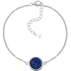miyou Damenarmband aus 925er Silber für das Handgelenk mit Lapislazuli – Silberarmband - Armband mit einem Stein - Zartes Armband für Frauen und Mädchen von miyou