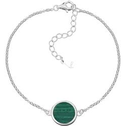 miyou Damenarmband aus 925er Silber für das Handgelenk mit Malachit – Silberarmband - Armband mit einem Stein - Zartes Armband für Frauen und Mädchen von miyou