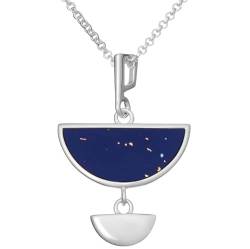 miyou Silber Damen Halskette - Kette mit Anhängerm - Celebrity Halskette mit Lapislazuli aus Silber 925 - Zartes Kettchen - Modischer Edelstein - Damen Schmuck - Silber - Elegant - Zum Set von miyou