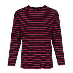 Bretonisches Herren Shirt gestreift Langarm Baumwolle maritim Ringel-Look Streifenshirt (13 blau/rot, 54) von modAS