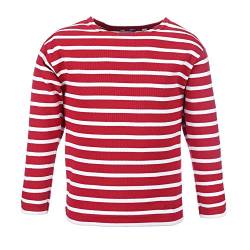Bretonisches Kinder Shirt Langarm Pullover gestreift Sweatshirt Pulli (02 rot/weiß, 116) von modAS