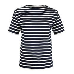 modAS Bretonisches Damen-T-Shirt mit U-Boot Ausschnitt - Ringelshirt Kurzarm Basic Shirt Gestreift aus Baumwolle von modAS