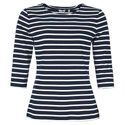 modAS Bretonisches Damenshirt mit 3/4-Arm - Streifenshirt Ringelshirt Basic Shirt Gestreift aus Baumwolle in Blau/Weiß Größe 38 von modAS