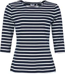 modAS Bretonisches Damenshirt mit 3/4-Arm - Streifenshirt Ringelshirt Basic Shirt Gestreift aus Baumwolle in Blau/Weiß Größe 44 von modAS