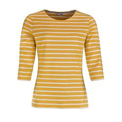 modAS Bretonisches Damenshirt mit 3/4-Arm - Streifenshirt Ringelshirt Basic Shirt Gestreift aus Baumwolle in Safran-Weiß Größe 36 von modAS