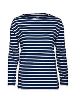 modAS Bretonisches Fischerhemd Damen, Langarm - Streifenshirt, Ringels, 42, blau/weissgestreift von modAS