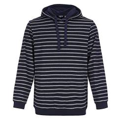 modAS Bretonisches Kapuzenshirt Pullover gestreift Unisex - Streifenpullover Ringelpullover mit Kapuze aus Baumwolle in Blau/Graumelange Größe 3XL von modAS