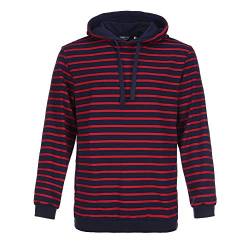 modAS Bretonisches Kapuzenshirt Pullover gestreift Unisex - Streifenpullover Ringelpullover mit Kapuze aus Baumwolle in Blau/Rot Größe XL von modAS