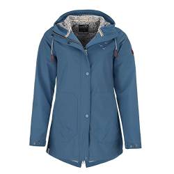 modAS Damen Softshell-Mantel Unifarben - Outdoor Softshell-Jacke Regenjacke mit Kapuze in Rauchblau Größe 44 von modAS