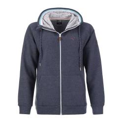 modAS Damen Sweatjacke Kapuzenjacke unifarben - Hoodie Strickjacke mit Kapuze und Reißverschluss in Marine Blau Größe 44 von modAS