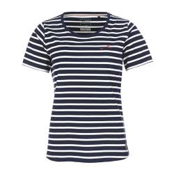 modAS Damen T-Shirt im bretonischen Streifen-Design - Gestreiftes Kurzarm-Shirt aus Baumwolle in Blau-Weiß Größe 44 von modAS