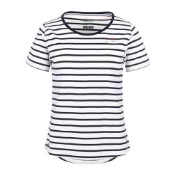 modAS Damen T-Shirt im bretonischen Streifen-Design - Gestreiftes Kurzarm-Shirt aus Baumwolle in Weiß-Blau Größe 38 von modAS