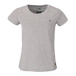 modAS Damen T-Shirt mit Allover-Print Seestern - Basic Kurzarm Shirt mit Rundhals-Ausschnitt für Frauen maritim in Grau Größe 46 von modAS