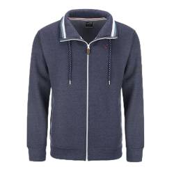 modAS Herren Sweatjacke ohne Kapuze unifarben - Strickjacke Shirtjacke mit Reißverschluss in Marine Blau Größe L von modAS