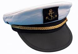 modAS Kapitänsmütze Matrosenmütze - Mütze Kapitän Matrosen Marine Hut Skipper Partyhut Damen Herren Größe 59 von modAS