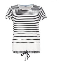 modAS Kurzarmshirt Damen T-Shirt mit Streifen und Kordelzug - Ringelshirt aus Baumwolle von modAS