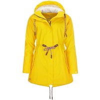 modAS Regenjacke Damen Regenmantel aus PU - Wasserdichte Jacke mit Teddy-Fleece-Futter von modAS