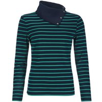 modAS Streifenpullover Damen Langarmshirt mit Kragen mit Knopfleiste aus Baumwolle von modAS