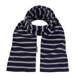 modAS Unisex Bretonischer Schal mit Streifen und uni verschieden Farben - Herrenschal Damenschal Kinderschal 20x160 cm in Blau-Grau-Melange von modAS
