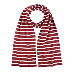 modAS Unisex Bretonischer Schal mit Streifen und uni verschieden Farben - Herrenschal Damenschal Kinderschal 20x160 cm in Rot-Melange-Weiß von modAS