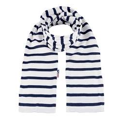 modAS Unisex Bretonischer Schal mit Streifen und uni verschieden Farben - Herrenschal Damenschal Kinderschal 20x160 cm in Weiß-Blau von modAS