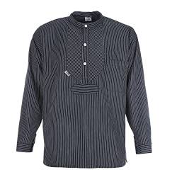 modAS Unisex Finkenwerder Fischerhemd Basic Line - Hemd Seemann Skipper Fischer-Hemd gestreift aus Baumwolle mit schmalen Streifen in Blau Größe L von modAS