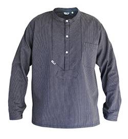 modAS Unisex Finkenwerder Fischerhemd Basic Line - Hemd Seemann Skipper Fischer-Hemd gestreift aus Baumwolle mit schmalen Streifen in Blau Größe M von modAS