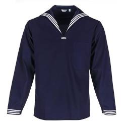 modAS Unisex Matrosenhemd Klassisch - Maritimes Langarm-Hemd mit großem Kragen in Marine Größe Damen 50, Herren 56 von modAS